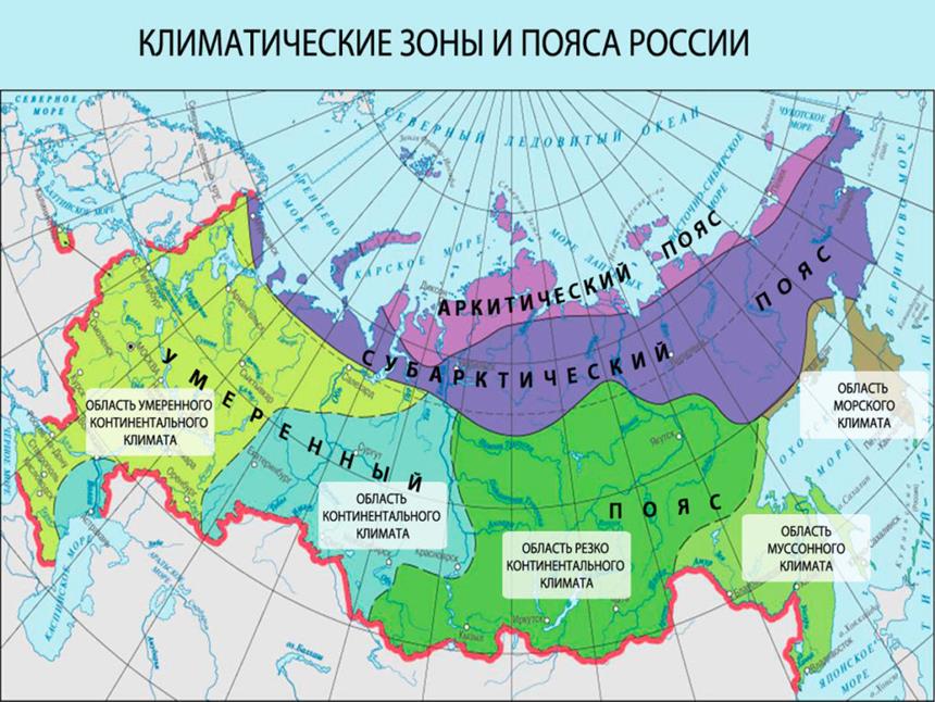 Климатические зоны России